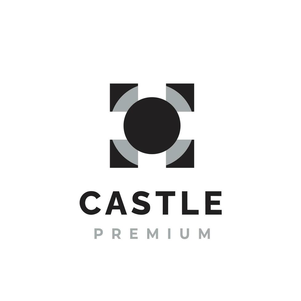 castelo vetor ícone logotipo, minimalista real construção símbolo
