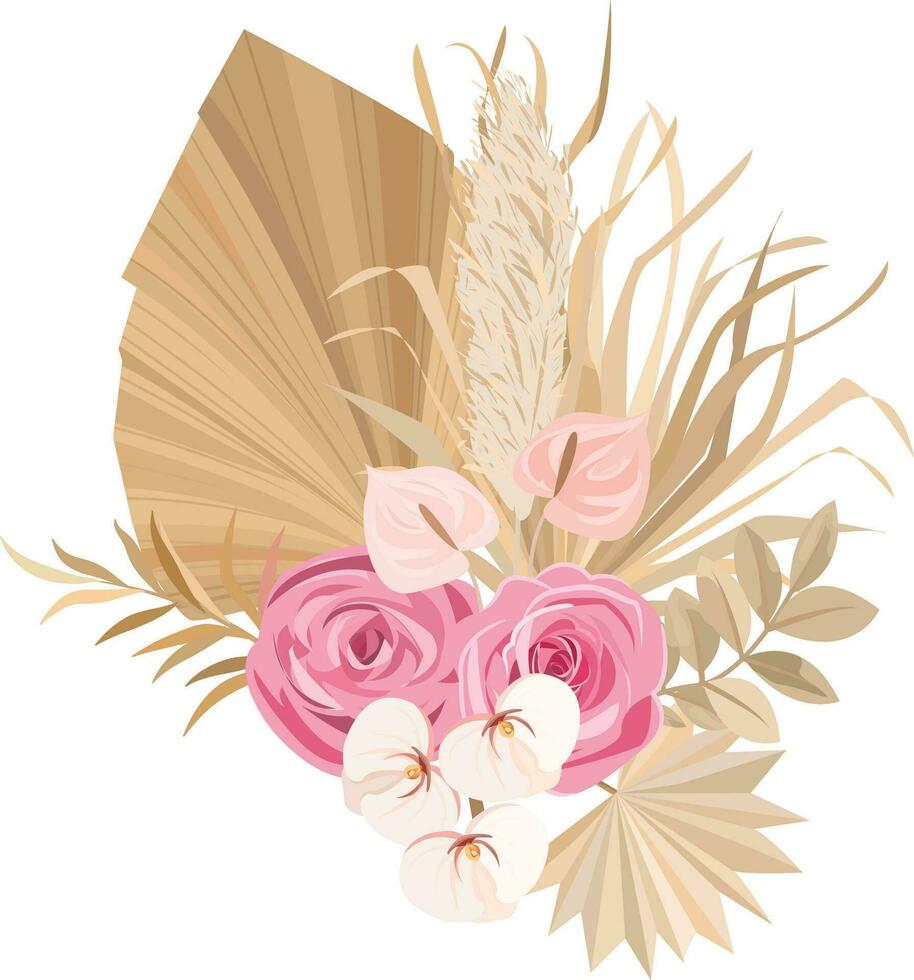 boho estilo flor buquês estão perfeito para decoração Casamento convites ou cumprimento cartões vetor