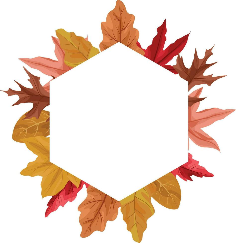 outono quadro, Armação com seco bordo folha decoração vetor