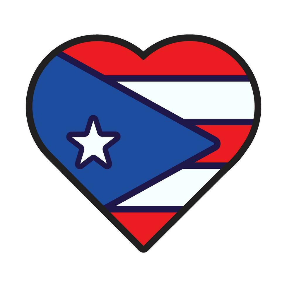 porto rico bandeira festivo coração esboço ícone vetor