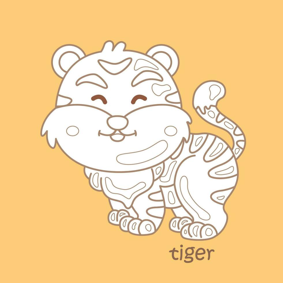 alfabeto t para tigre vocabulário escola lição desenho animado digital carimbo esboço vetor