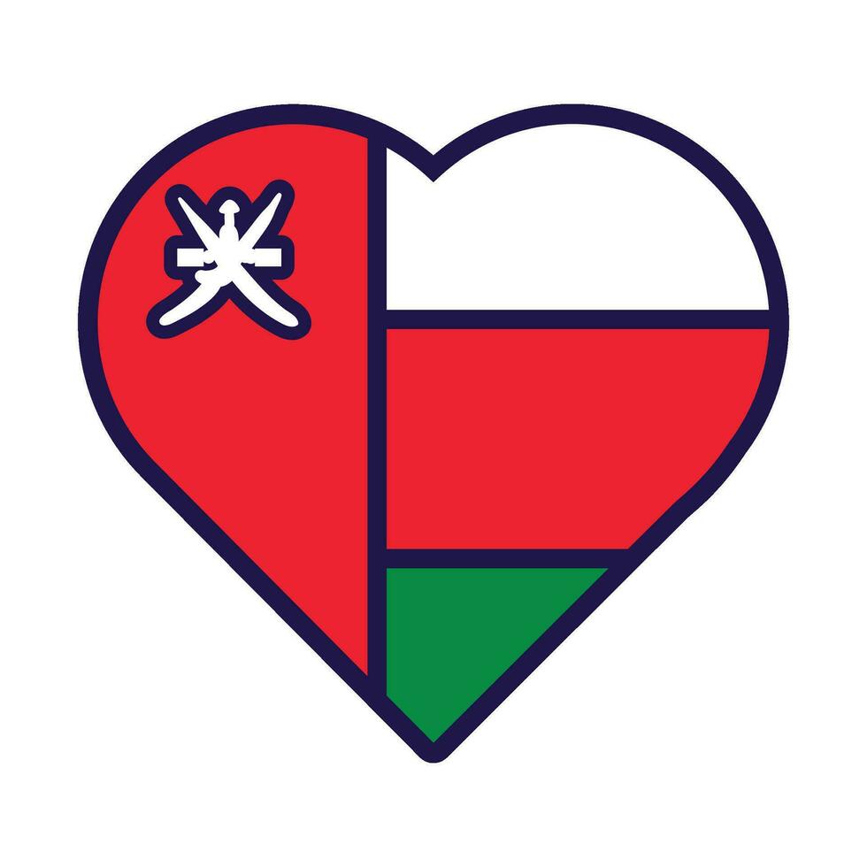 Omã bandeira festivo patriota coração esboço ícone vetor