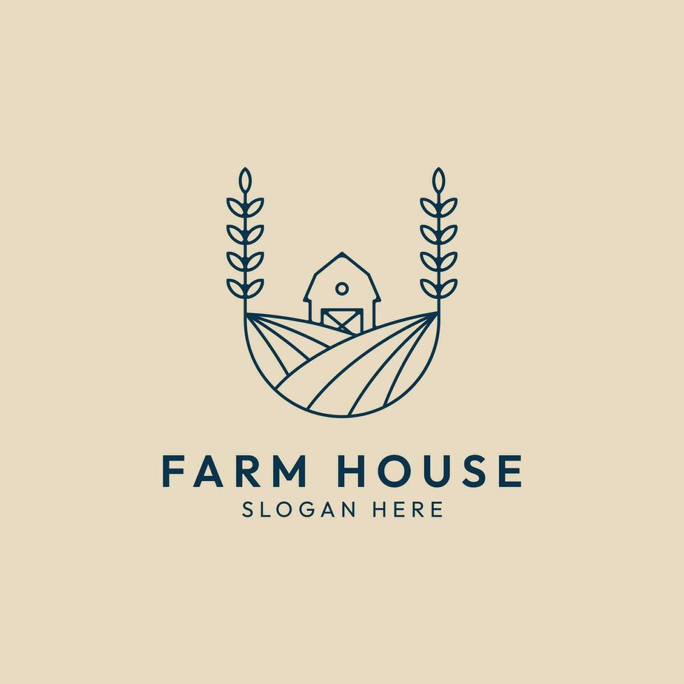 Fazenda casa logotipo linha arte minimalista vetor ilustração modelo ícone gráfico Projeto