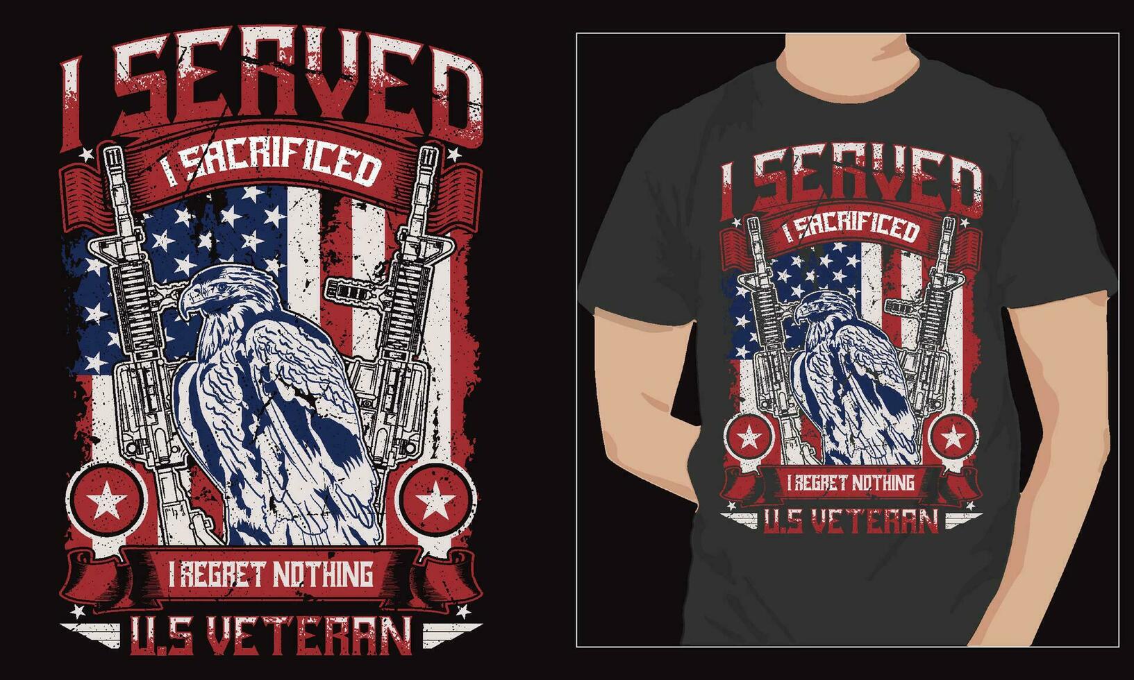 Eu servido Eu sacrificado Eu arrepender nada eu sou uma nos veterano americano exército vetor gráfico camiseta