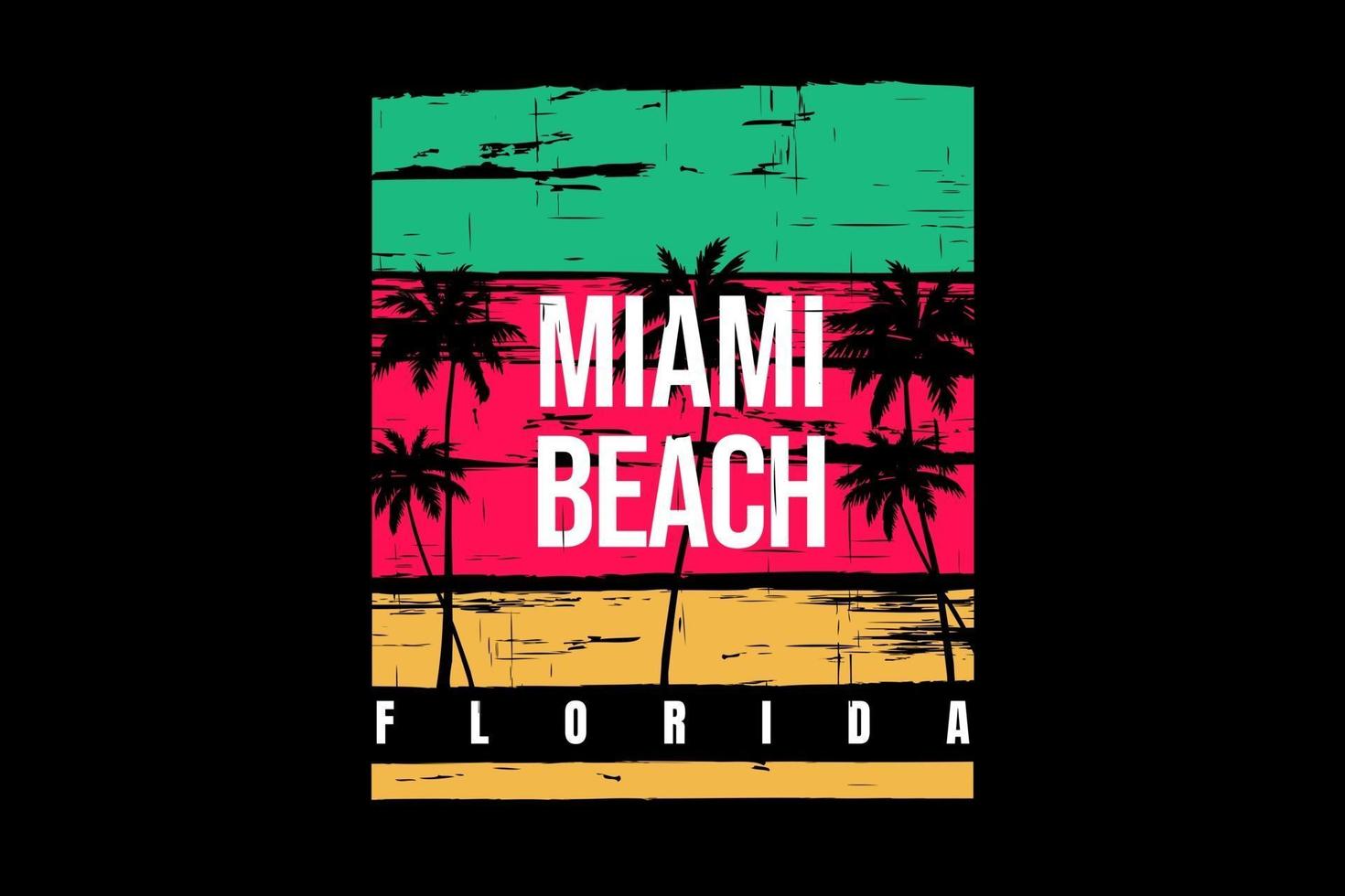 t-shirt estilo retro miami beach florida coqueiros design vetor