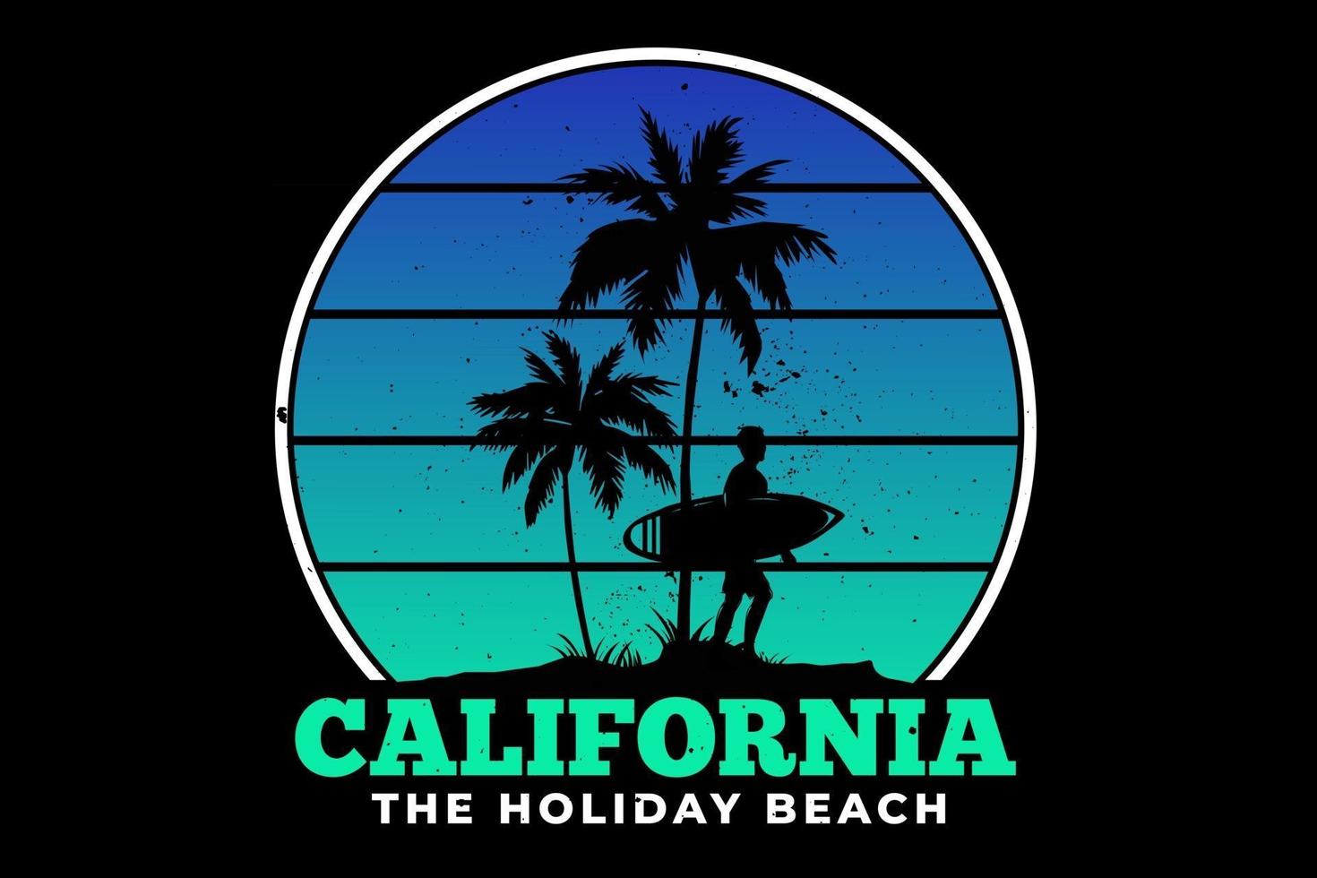 t-shirt califórnia feriado praia surf verão lindo design retro vetor