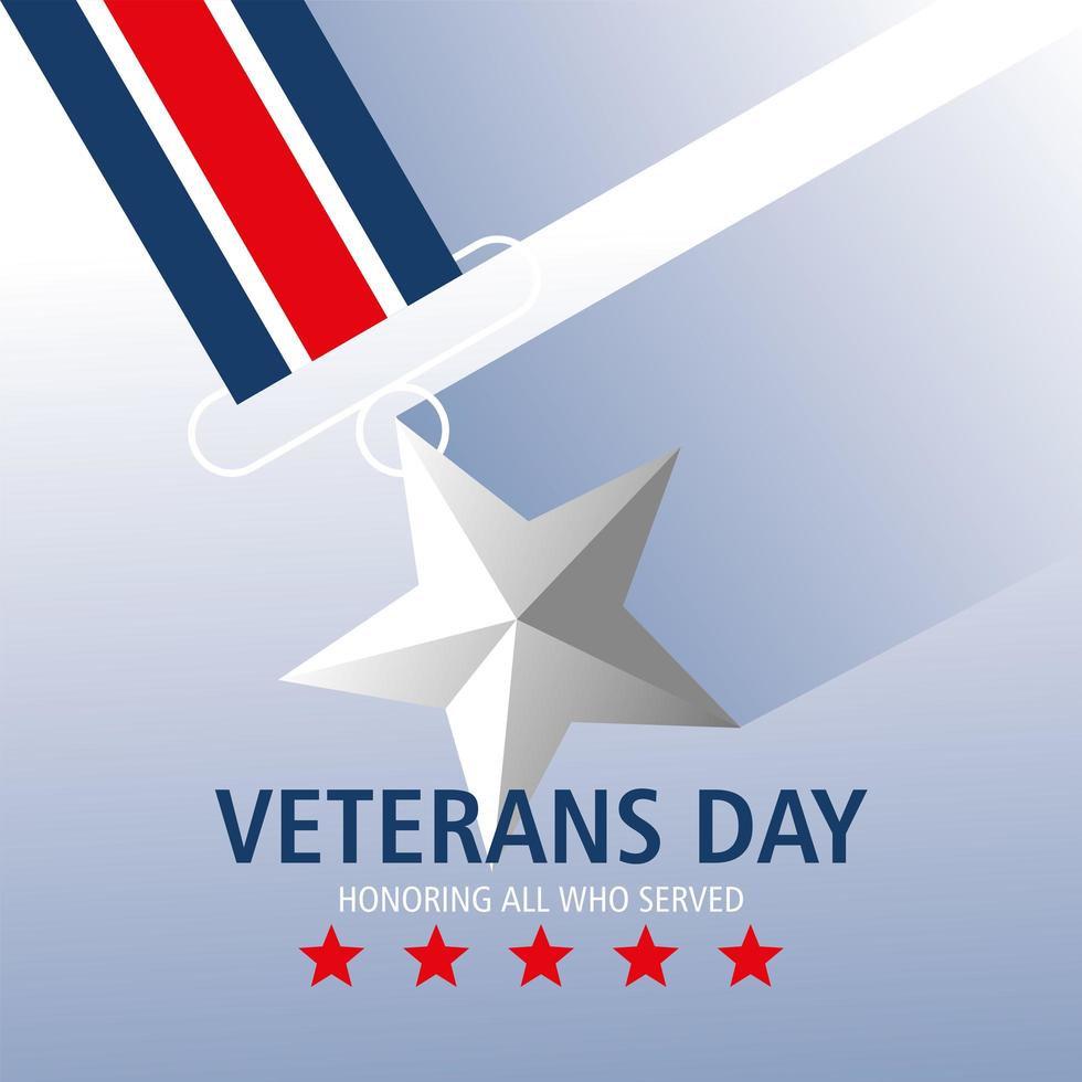 feliz dia dos veteranos, homenageando todos os que serviram estrela de medalha vetor