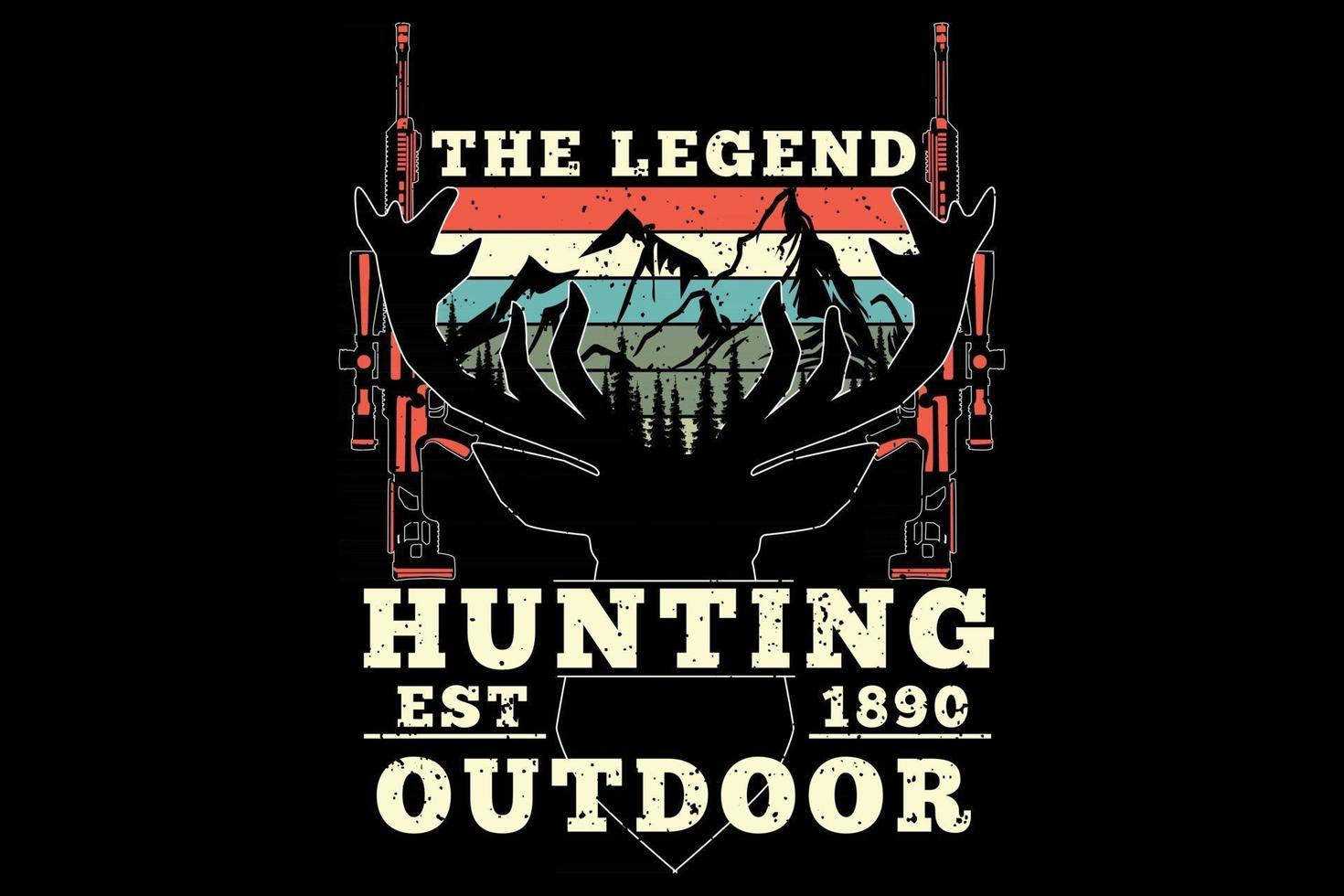 t-shirt caça cervo outdoor lenda estilo retro vintage vetor
