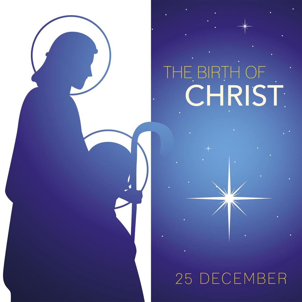 presépio, celebração tradicional do nascimento de cristo, cartão comemorativo com José e Maria vetor