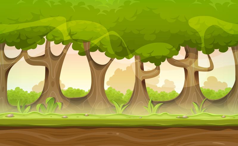 Árvores da floresta sem costura e paisagem de sebes para jogo Ui vetor