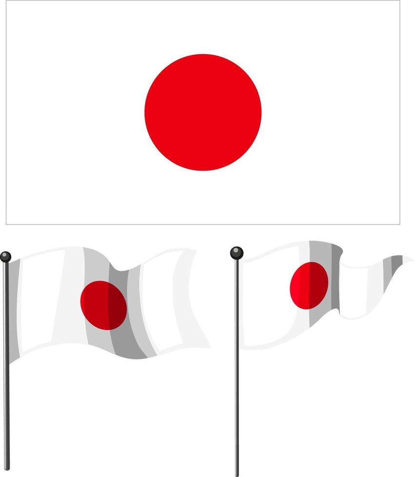 bandeira nacional do japão com mastro vetor