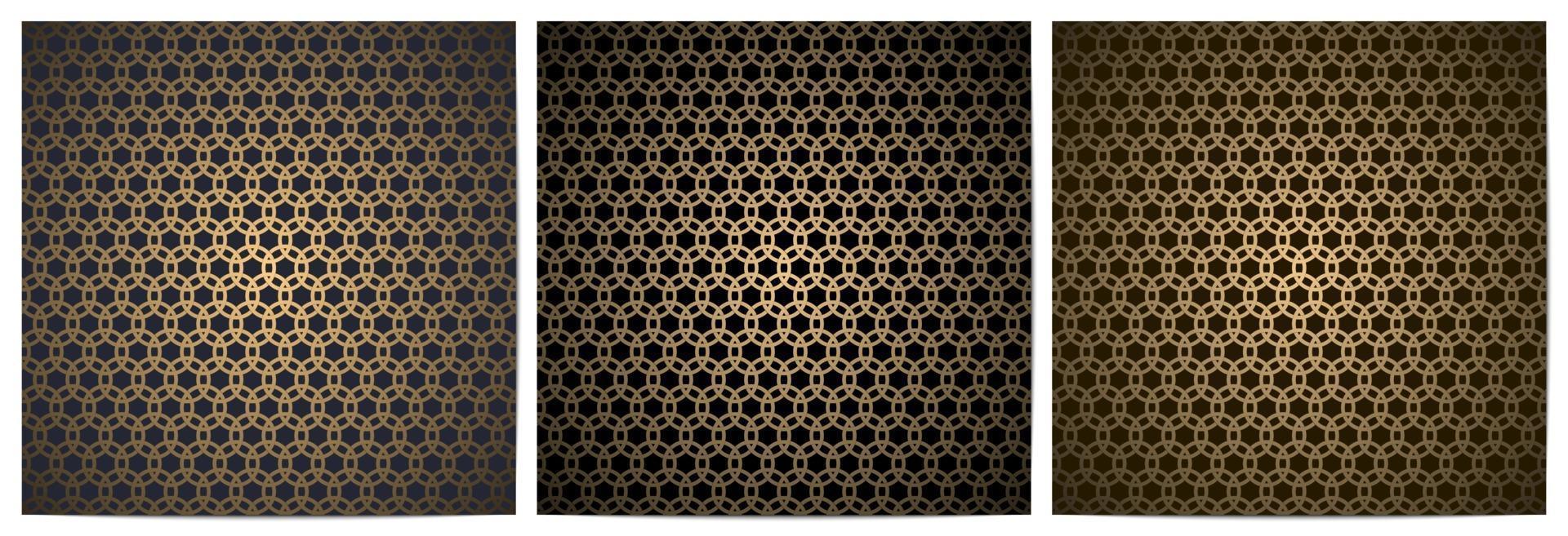 conjunto de padrão geométrico abstrato sem costura com círculo dourado vetor