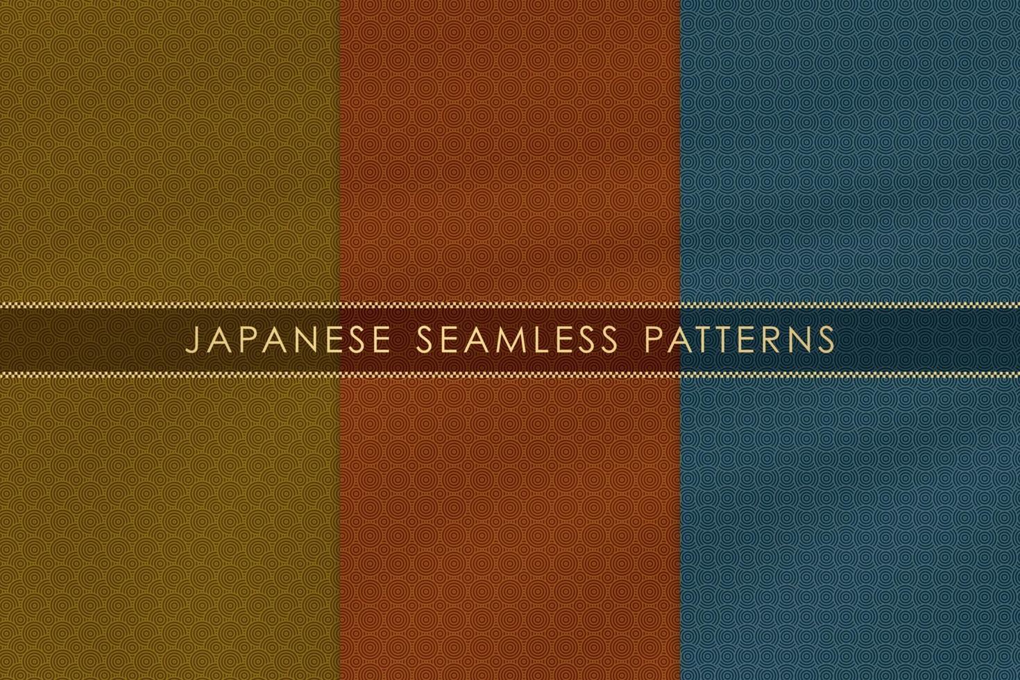 conjunto de padrão japonês sem costura tradicional com textura de tecido de seda. vetor