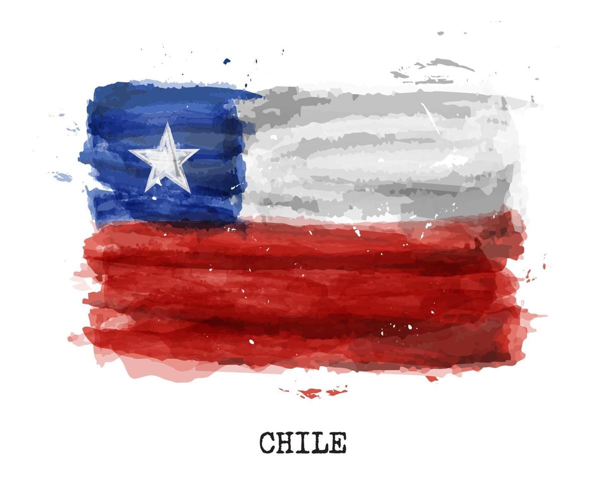 bandeira de pintura em aquarela realista do chile. vetor. vetor