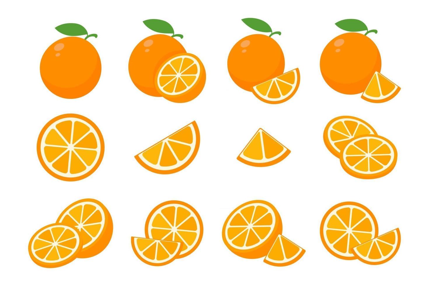 laranjas doces são cortadas ao meio para beber suco de laranja durante o verão. vetor