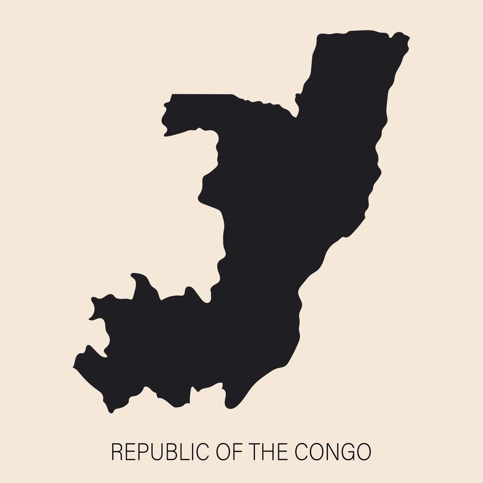 mapa altamente detalhado da república do congo com fronteiras isoladas no fundo vetor