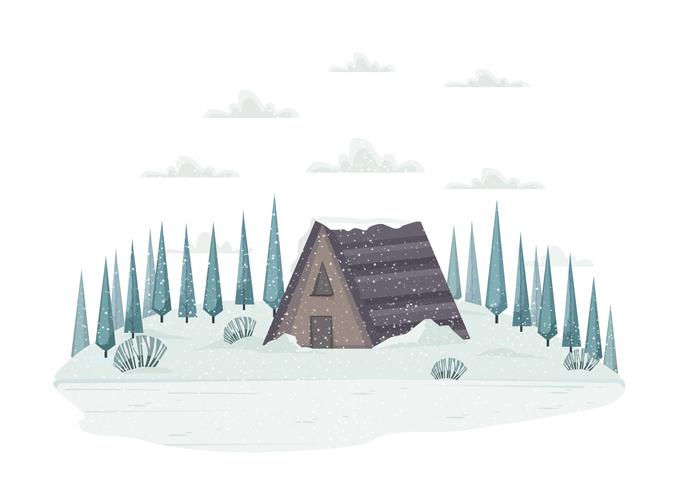 Vetorial, inverno, paisagem, ilustração vetor