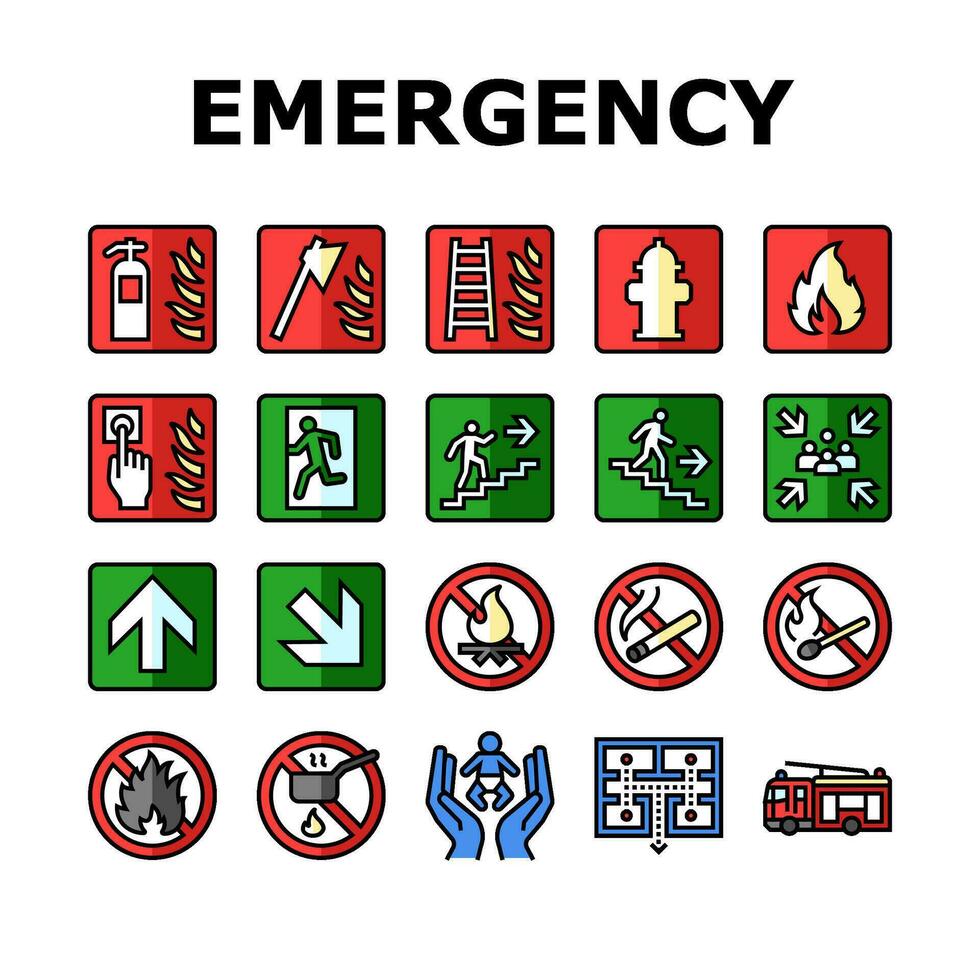 emergência segurança segurança Perigo ícones conjunto vetor
