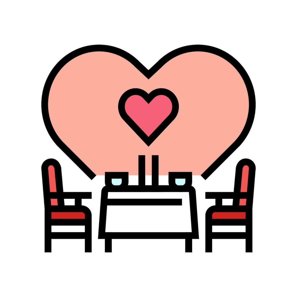 romântico jantar amor cor ícone vetor ilustração