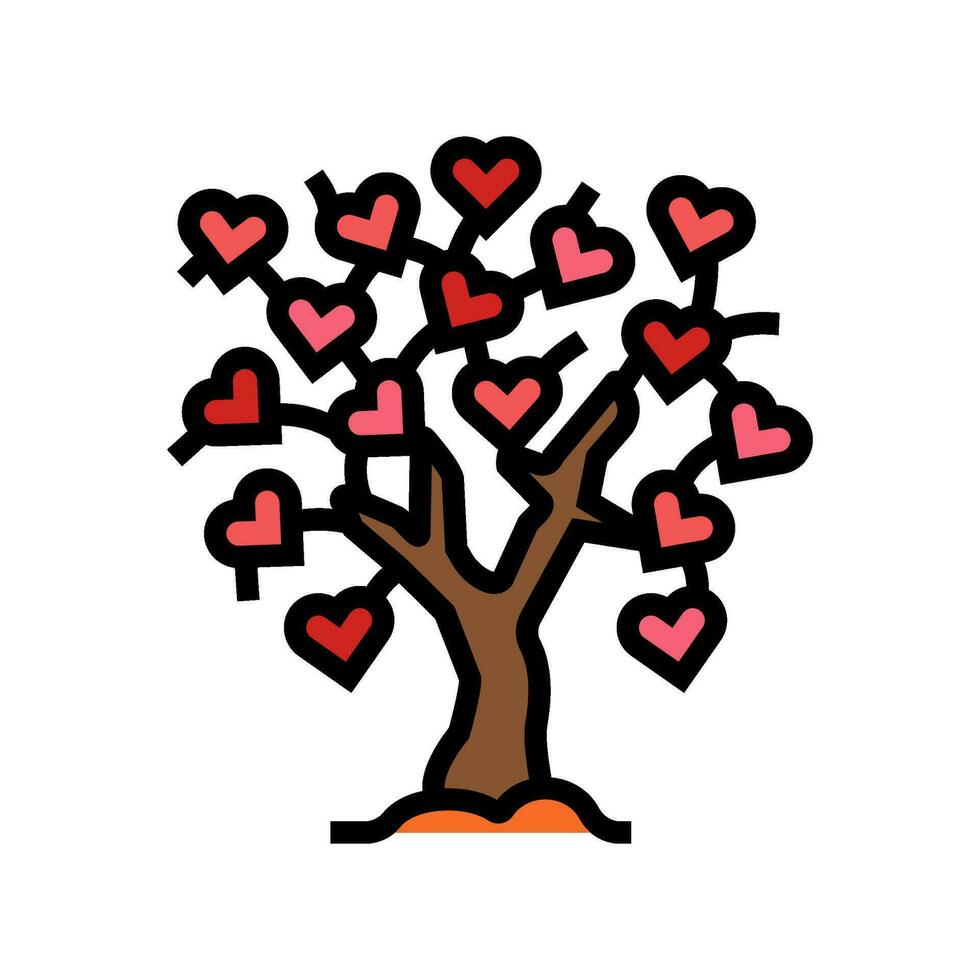 amor árvore cor ícone vetor ilustração