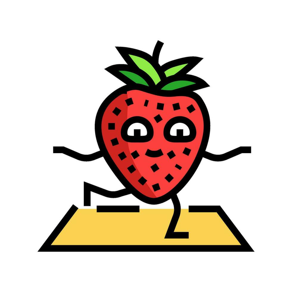 morangos fruta ginástica personagem cor ícone vetor ilustração