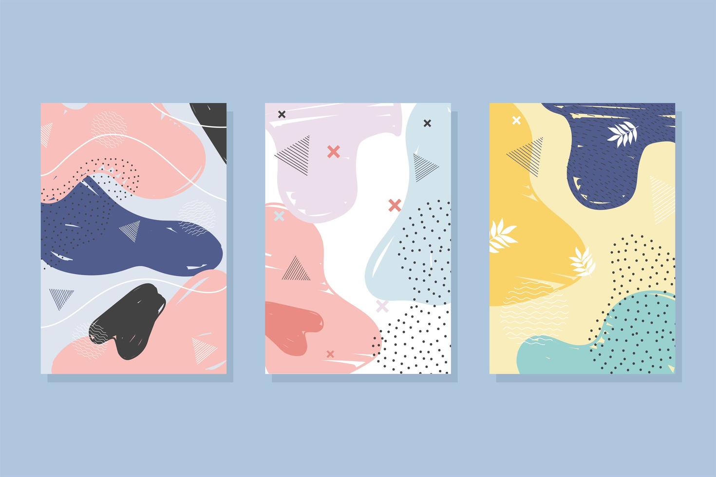 brochura de manchas de cores de decoração abstrata estilo memphis ou capas de design minimalista vetor