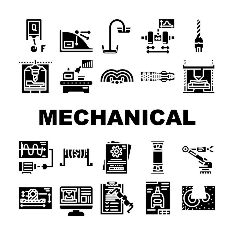 mecânico engenheiro indústria ícones conjunto vetor