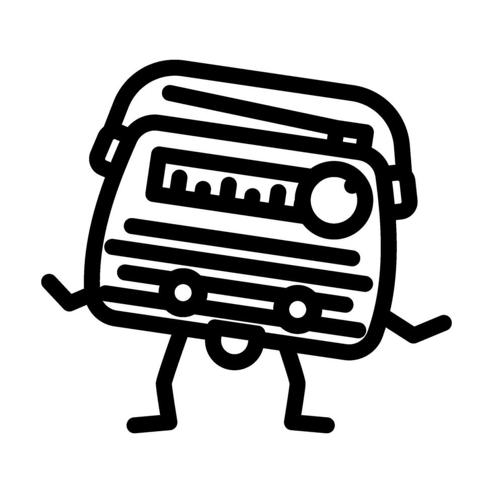 retro rádio música personagem linha ícone vetor ilustração