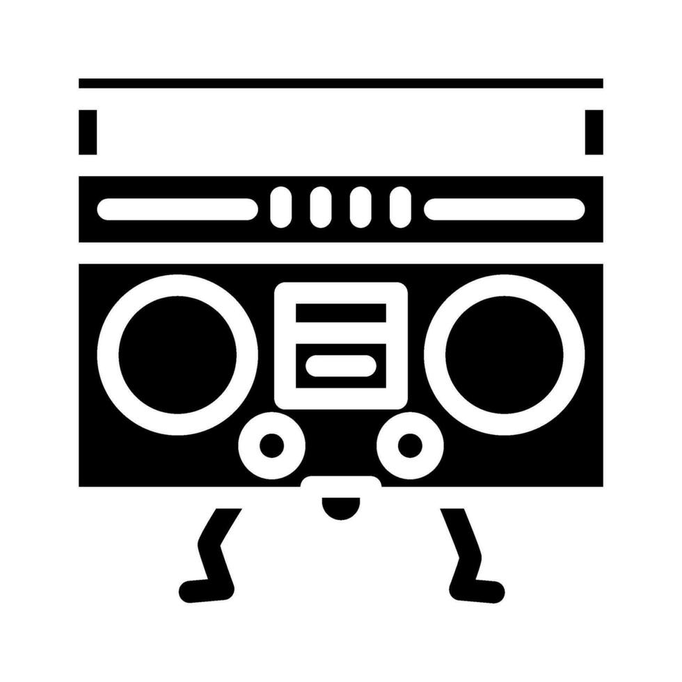 boombox personagem retro música glifo ícone vetor ilustração