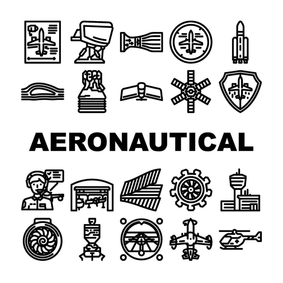 aeronáutico engenheiro aviação ícones conjunto vetor
