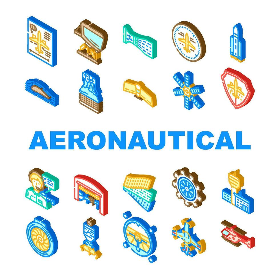 aeronáutico engenheiro aviação ícones conjunto vetor