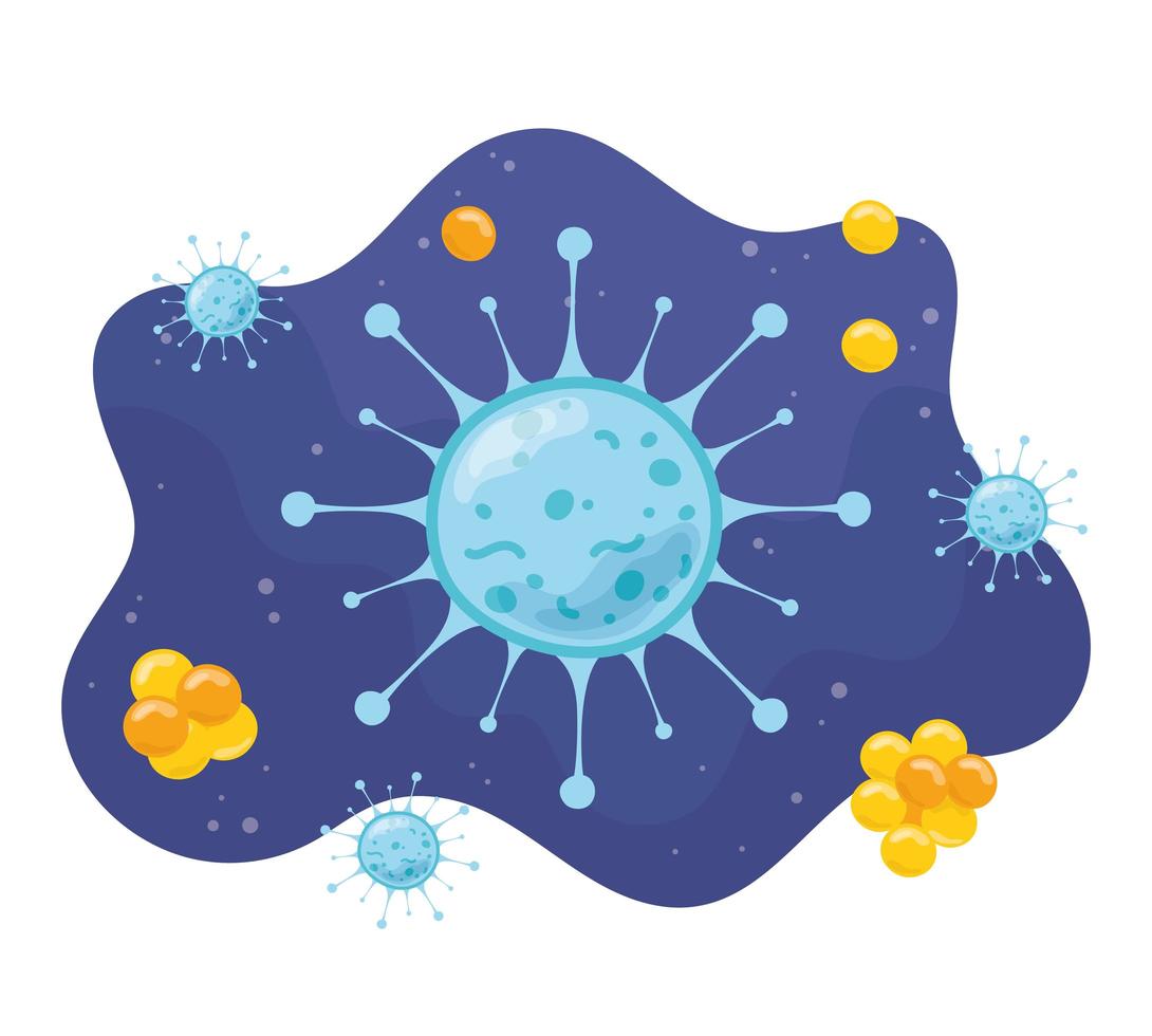bactérias de células microscópicas de coronavírus e microrganismos de vírus, infecção por doença vetor