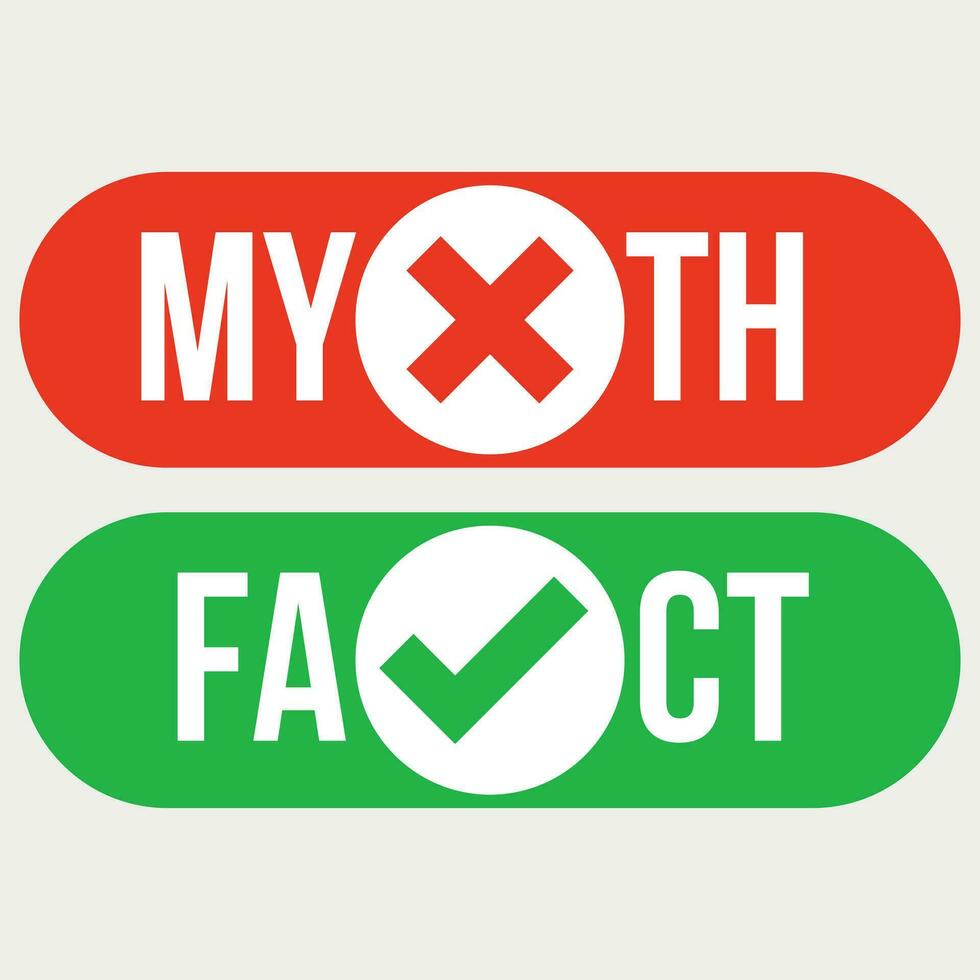 facto vs mito logotipo conceito vetor ilustração