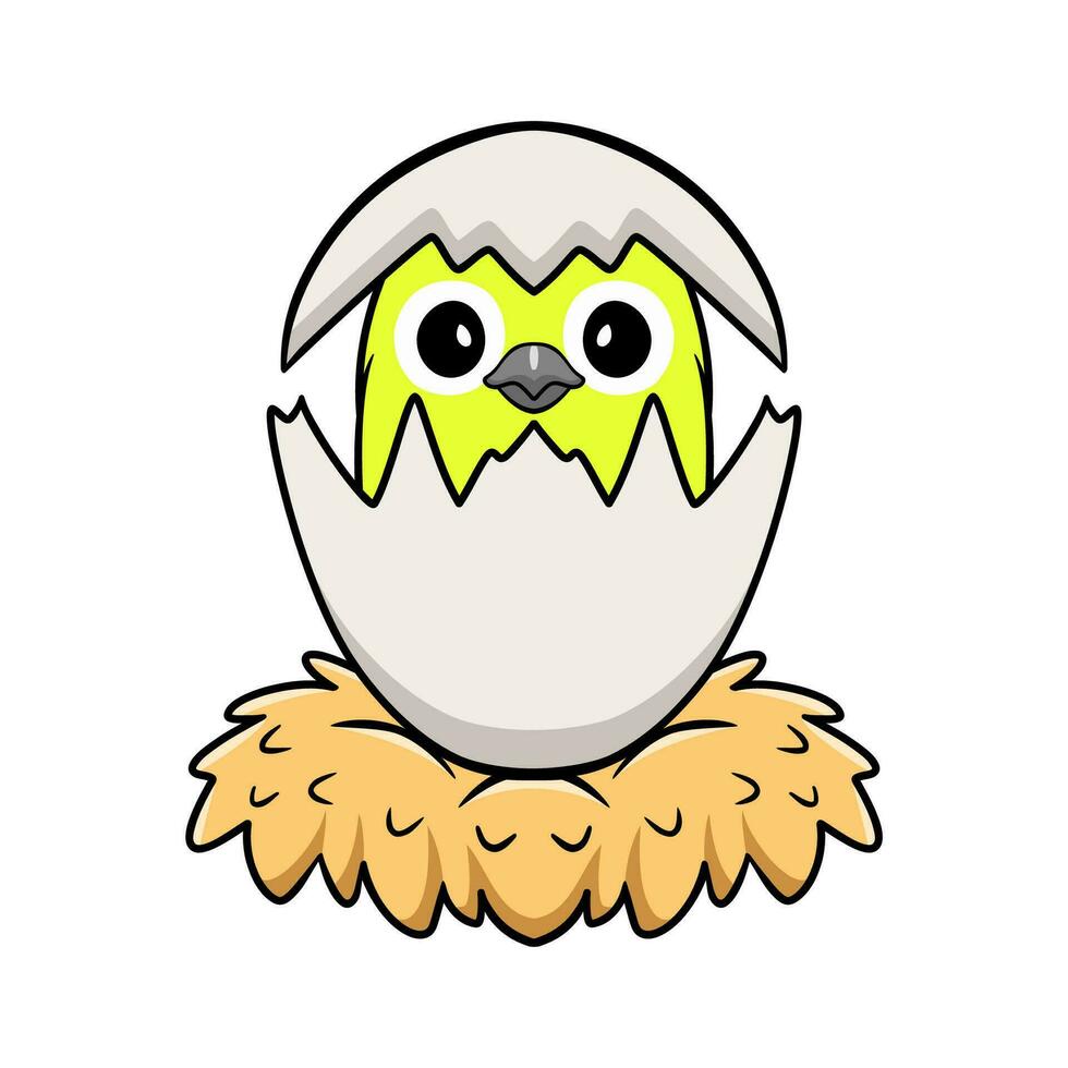 fofa gorjeio branco olho pássaro desenho animado dentro a partir de ovo vetor