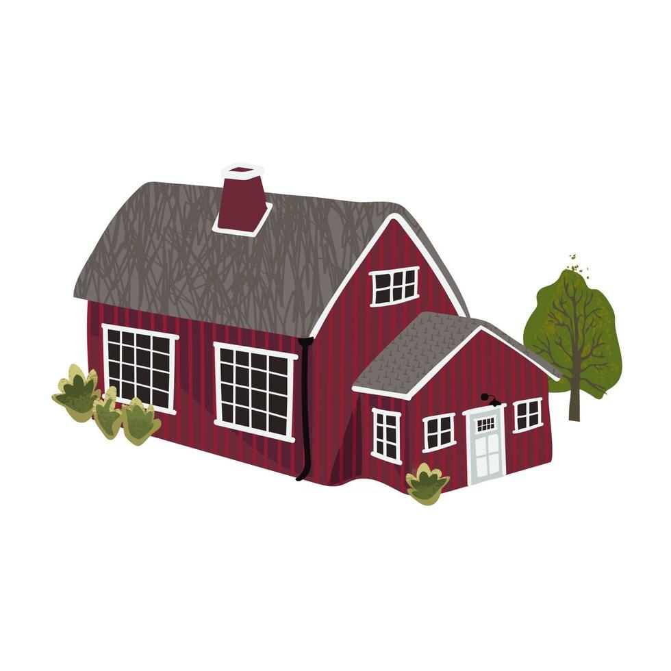 ilustração vetorial colorida de casa no estilo escandinavo, isolado no fundo branco. use esta imagem como elemento para o seu design vetor