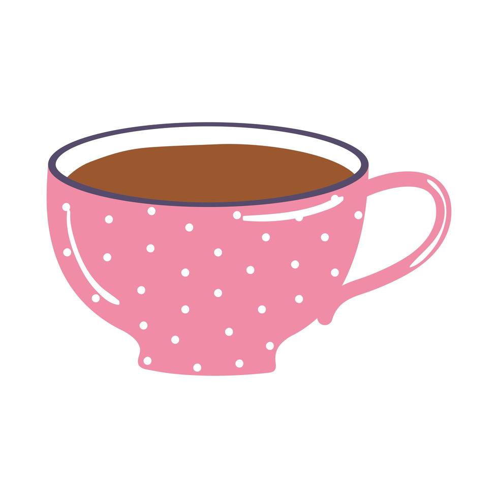 ícone de xícara rosa pontilhada de chá e café sobre fundo branco vetor