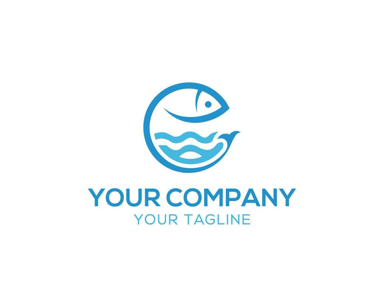 abstrato peixe e água onda logotipo ícone ilustração Projeto vetor conceito.