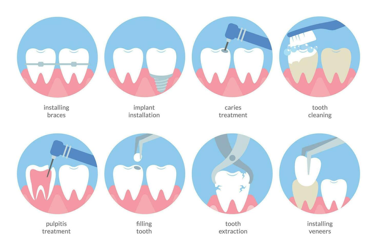 exame e dental tratamento plano ícone vetor ilustração