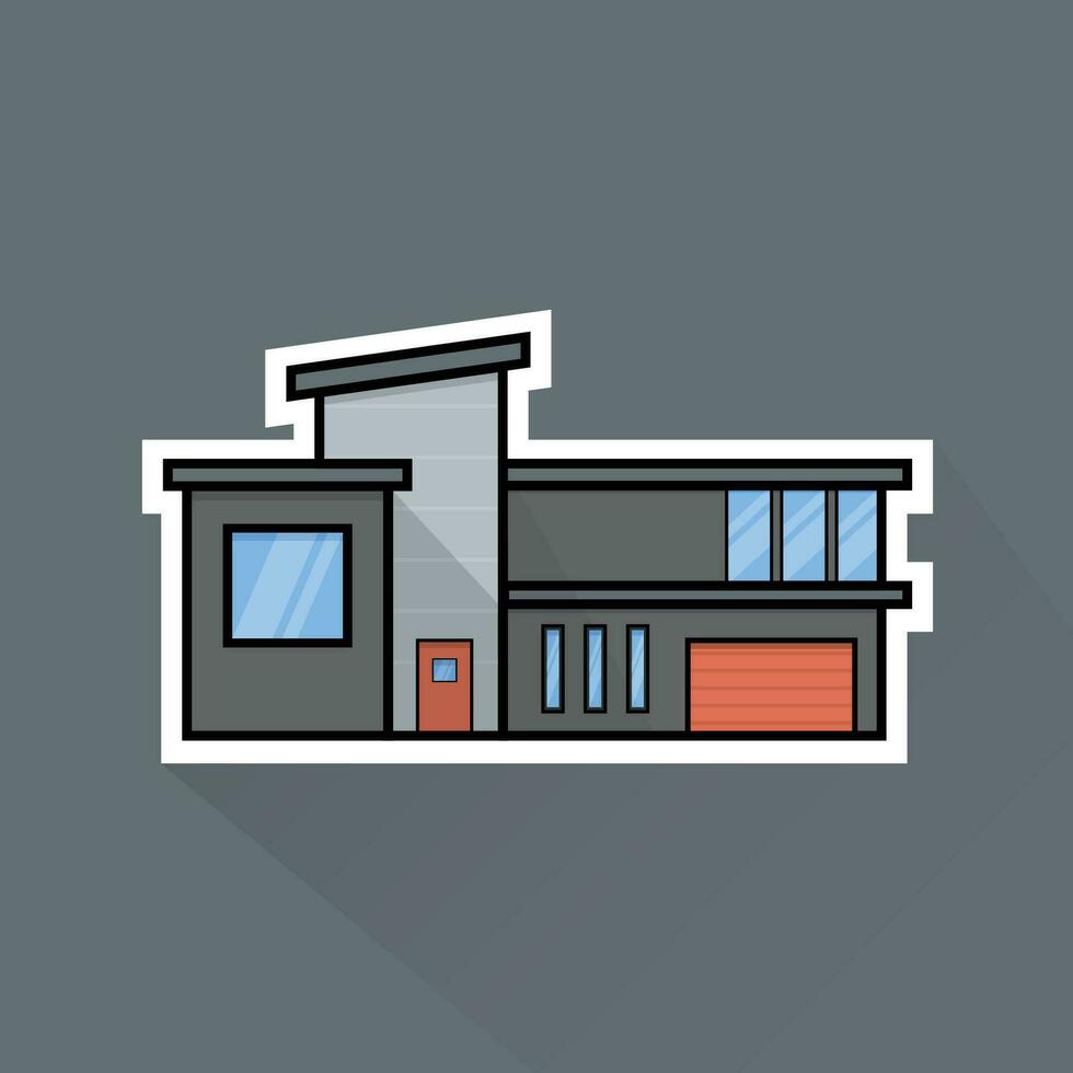 ilustração vetor do Sombrio cinzento moderno casa dentro plano Projeto