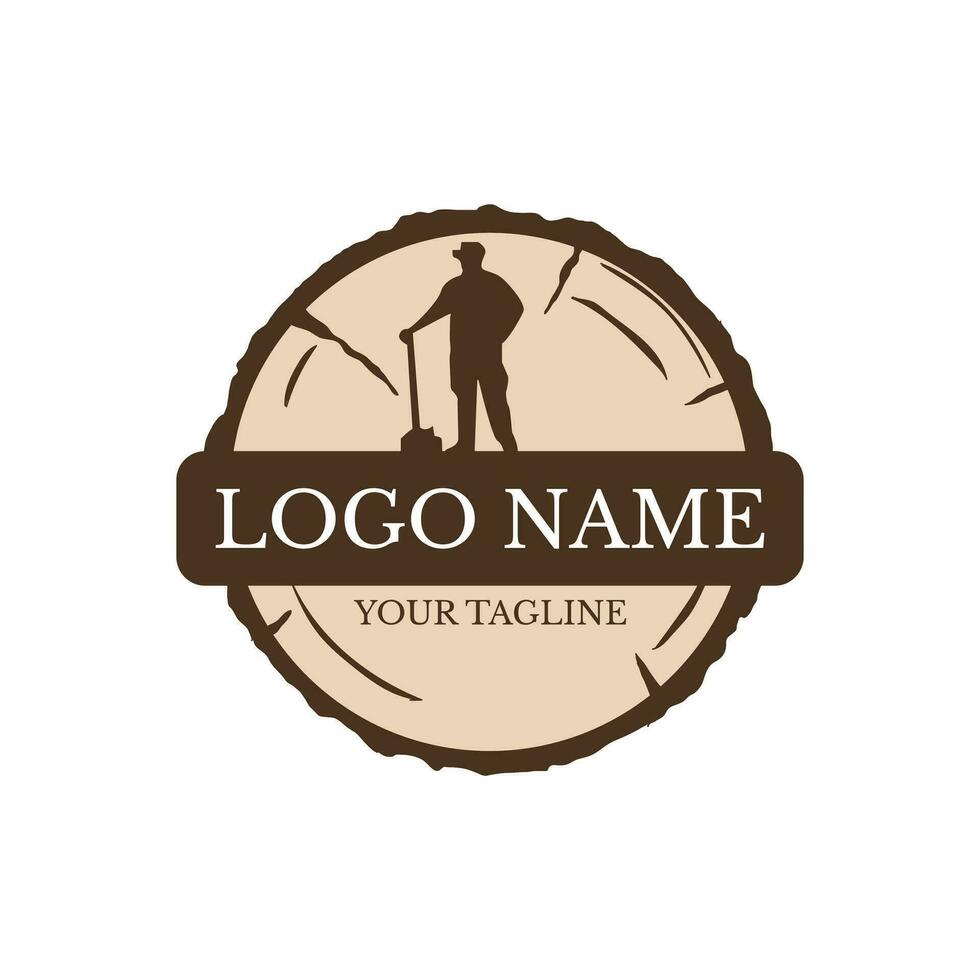 carpintaria vintage logotipo com circular madeira ilustração. madeira corte vetor. madeira carpintaria logotipo vetor vintage ilustração. lenhador logotipo vetor ilustração. vintage lenhador logotipo.