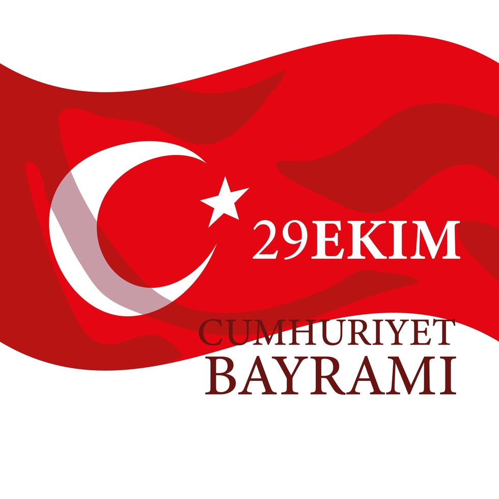 29 ekim cumhuriyet bayrami com desenho vetorial da bandeira vermelha turca vetor