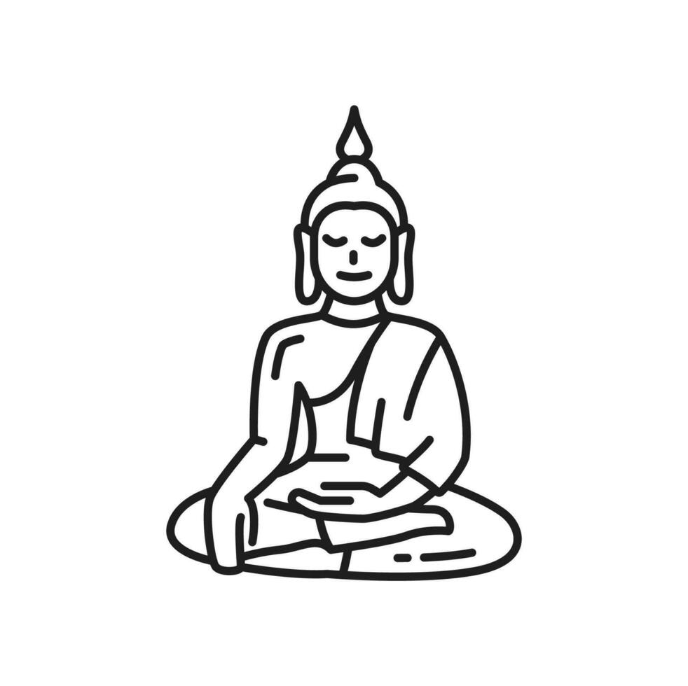 Buda ícone, budismo religioso símbolo, meditação vetor