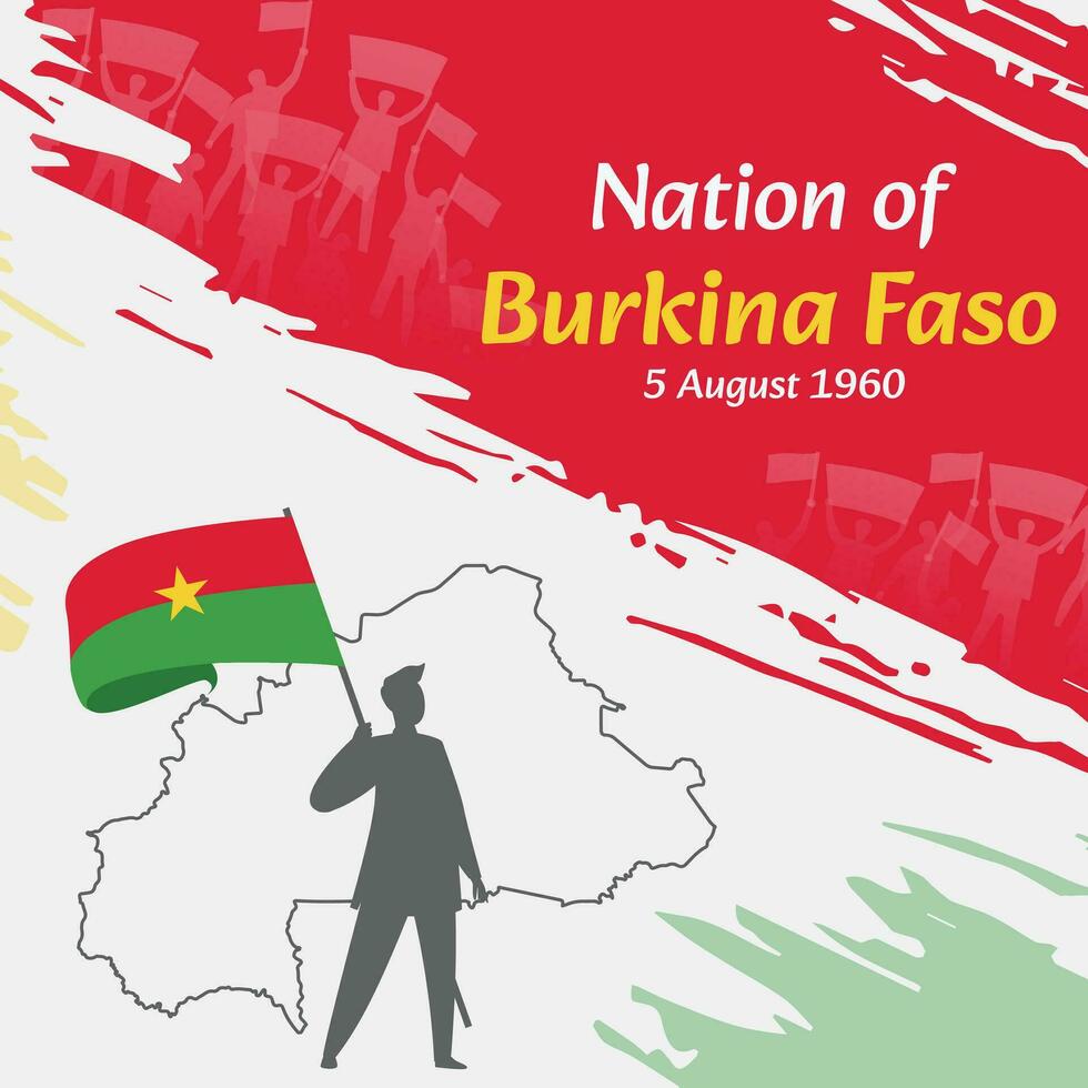 burkina faso independência dia postar Projeto. agosto 5 ª, a dia quando burkinabe fez isto nação livre. adequado para nacional dias. perfeito conceitos para social meios de comunicação Postagens, cumprimento cartões, capas, bandeira vetor