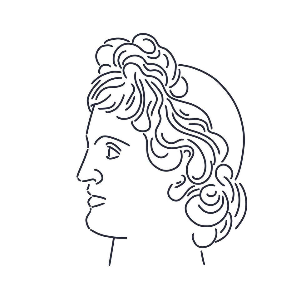 Antiguidade face. abstrato esboço do masculino grego símbolo vetor