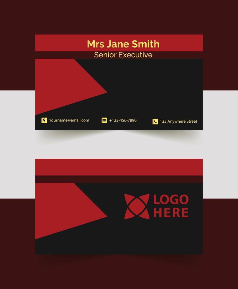 modelo de design moderno de cartão de visita preto e vermelho vetor