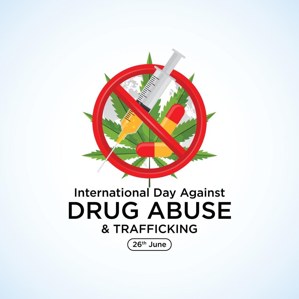 26 de junho dia internacional contra o abuso de drogas caligrafia letras feitas à mão cartão preto vermelho saudação fundo - vetor
