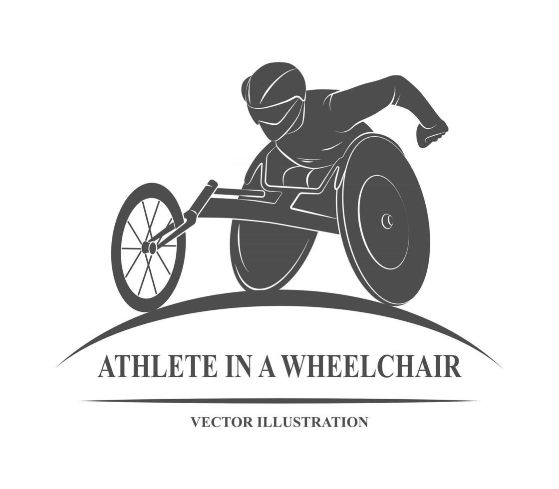 atleta de ícone em corridas em cadeira de rodas. ilustração vetorial. vetor