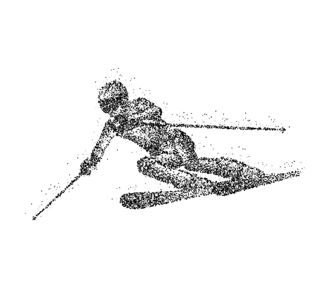 esquiador abstrato de círculos negros. ilustração vetorial. vetor