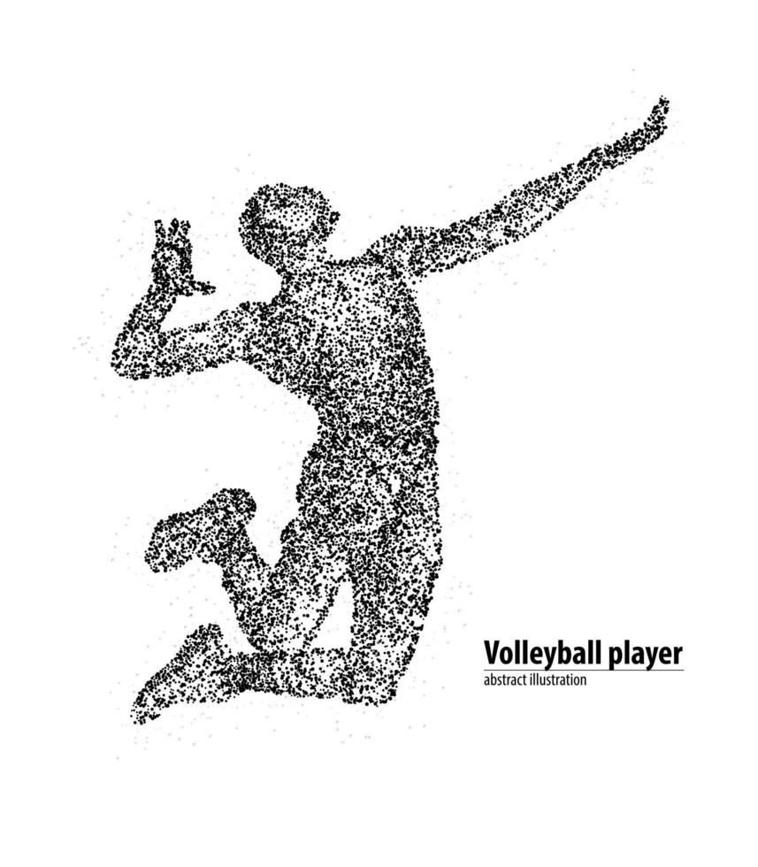 salto de voleibol abstrato no campo dos círculos pretos. ilustração vetorial. vetor
