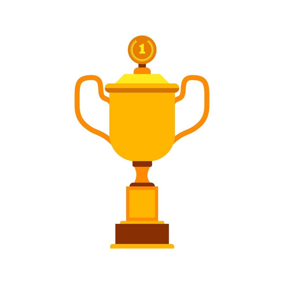 taça de ouro do vencedor de um emblema de prêmio de ícone de vetor de jogo ou competição, sinal de vencedor